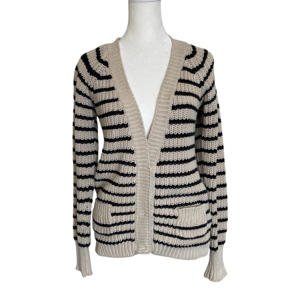 Patterson J. Kincaid Melinda Black Knit Striped Cardigan Small